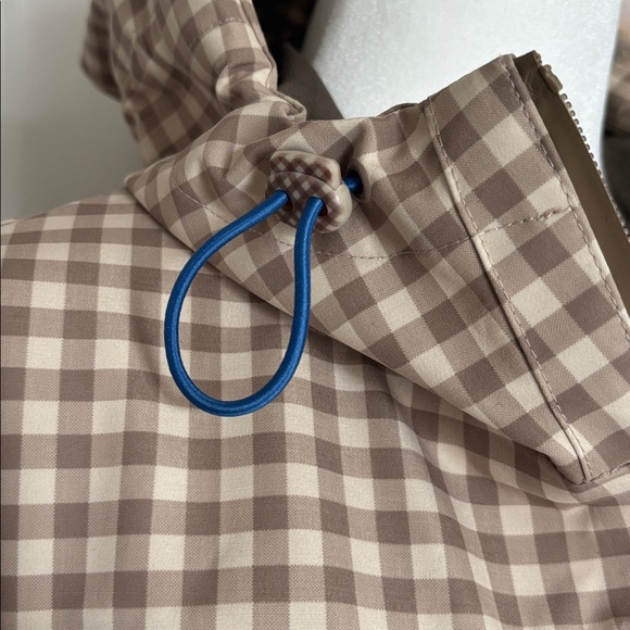 NWT Damson Madder beige rain jacket Gingham Hooded Drawstring Jacket - Check - Picture 4 of 11